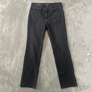NYDJ Marilyn Straight Leg Jeans Womens Size 8 Black Stretch Denim